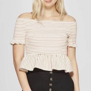 who what wear striped peplum top